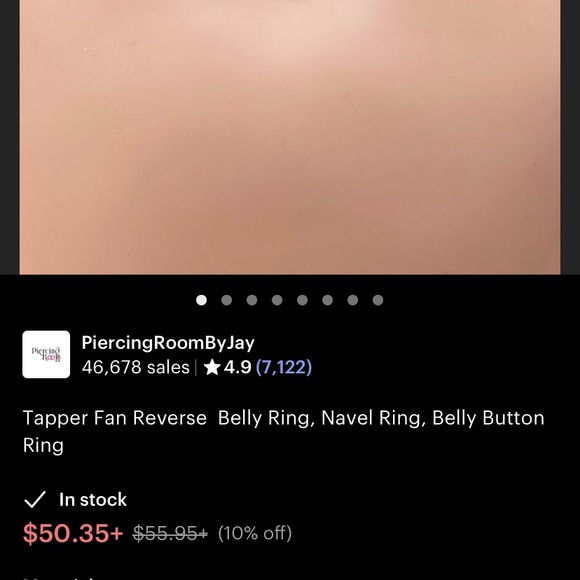 Rose Gold Tapper Fan Reverse Navel Ring - NWT - Picture 7 of 7